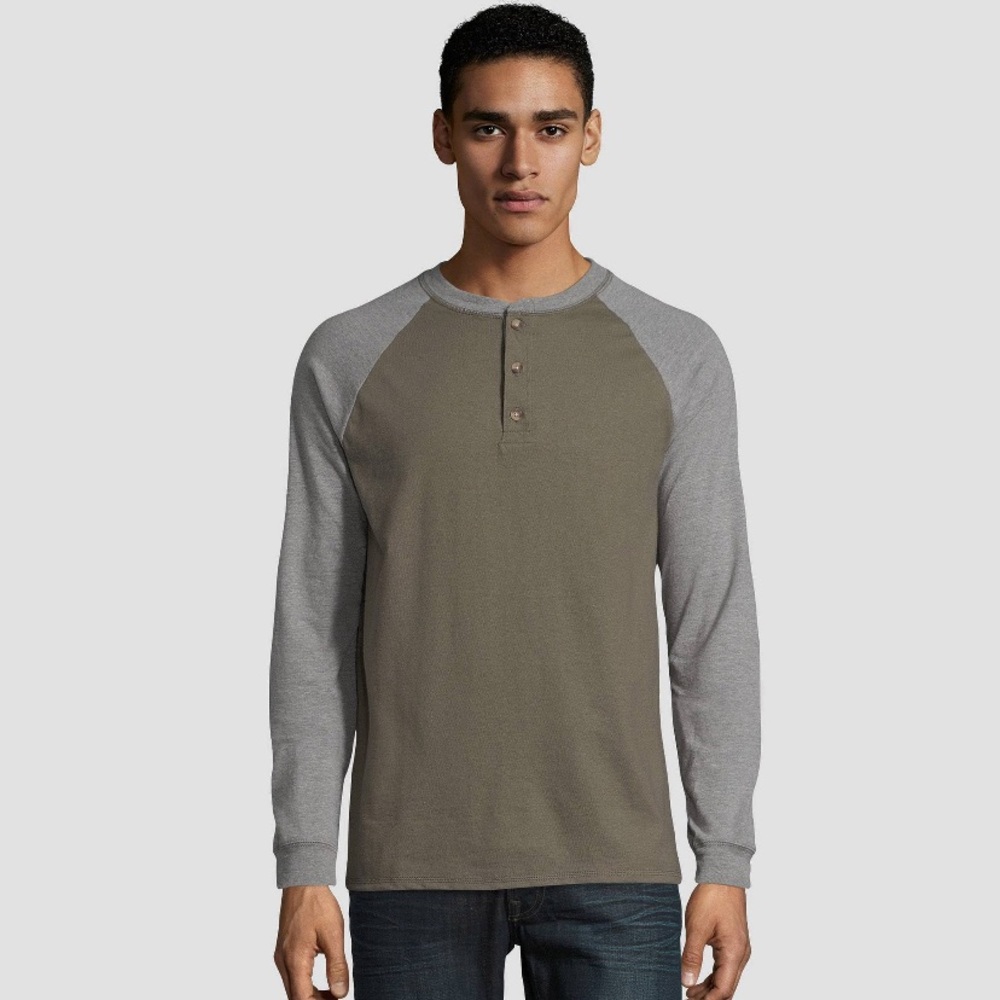 Men’s Hanes Long Sleeve Henley (Re-listed)